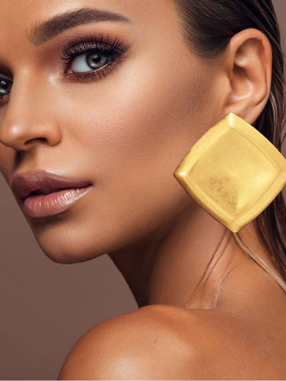 Gold Square Statement Earrings - Women Jewelry Earrings